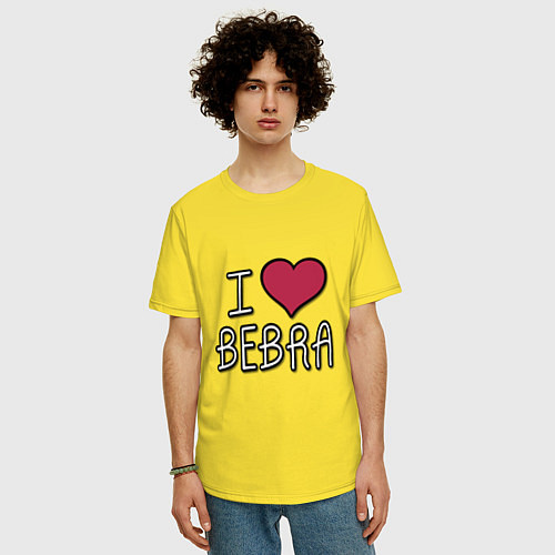 Мужская футболка оверсайз I love bebra / Желтый – фото 3