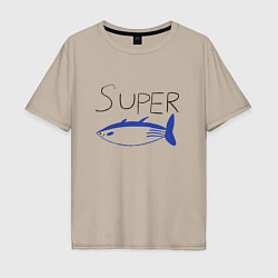 Футболка оверсайз мужская Super tuna jin, цвет: миндальный