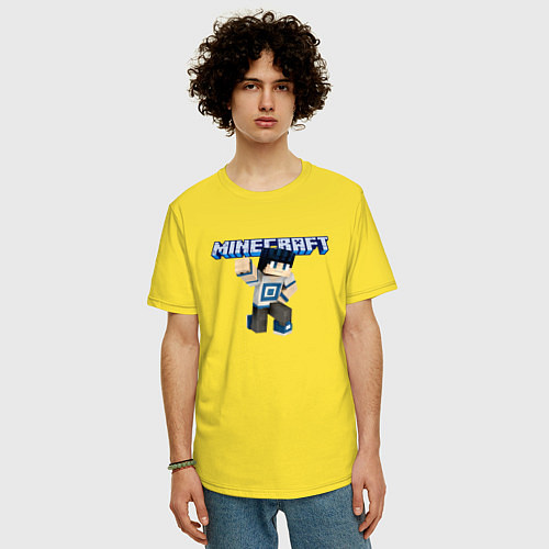 Мужская футболка оверсайз Minecraft Hero Video game Pose / Желтый – фото 3