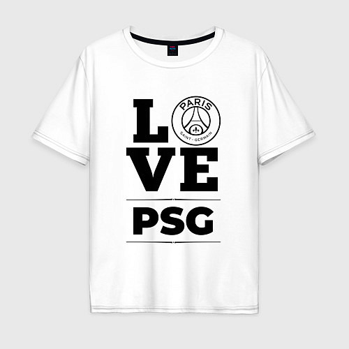 Мужская футболка оверсайз PSG Love Классика / Белый – фото 1