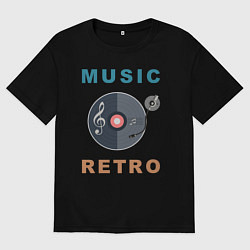 Мужская футболка оверсайз Ретро музыка - Виниловая пластинка
