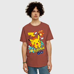 Футболка оверсайз мужская ПОКЕМОНЫ POKEMON, цвет: кирпичный — фото 2