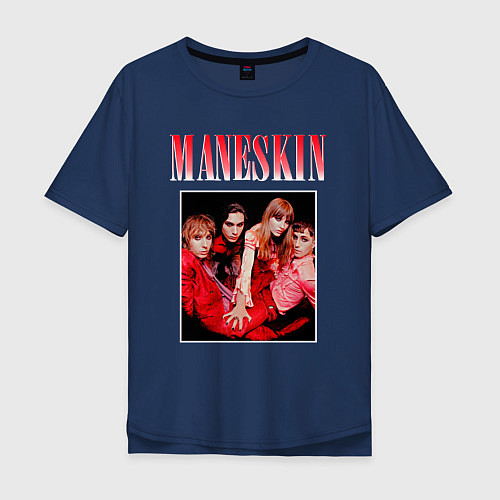 Мужская футболка оверсайз MANESKIN МОНЭСКИН / Тёмно-синий – фото 1