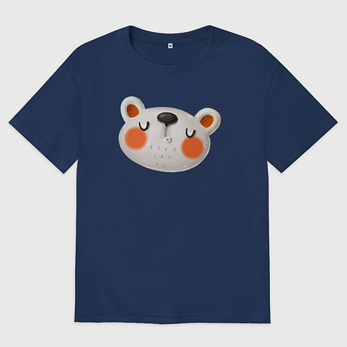 Мужская футболка оверсайз Мордочка мишки / Тёмно-синий – фото 1