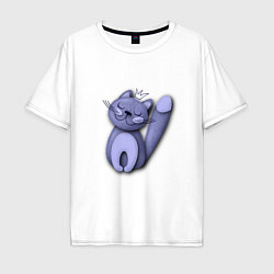 Мужская футболка оверсайз Фиолетовый кот в короне для него