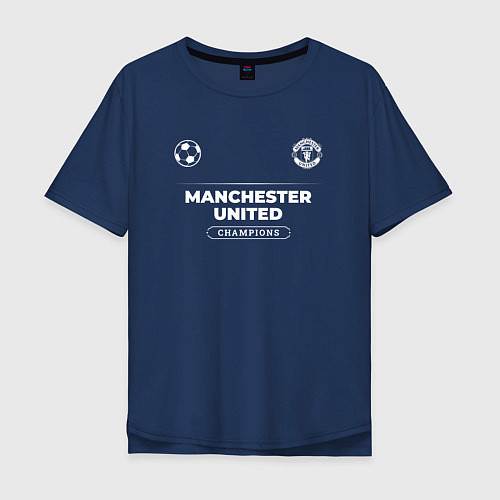 Мужская футболка оверсайз Manchester United Форма Чемпионов / Тёмно-синий – фото 1