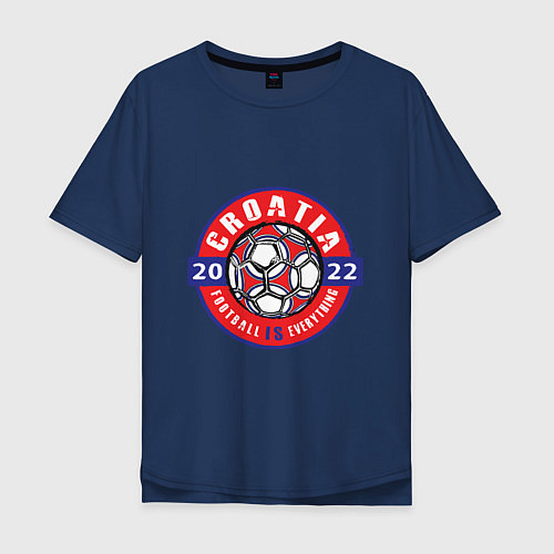 Мужская футболка оверсайз Croatia 2022 / Тёмно-синий – фото 1