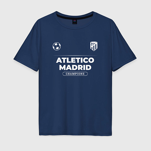 Мужская футболка оверсайз Atletico Madrid Форма Чемпионов / Тёмно-синий – фото 1