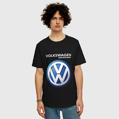 Мужская футболка оверсайз VOLKSWAGEN Autosport / Черный – фото 3
