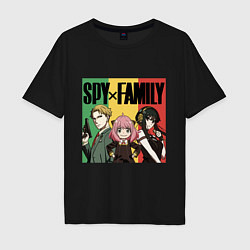Мужская футболка оверсайз Семья шпиона на цветном фоне Spy x Family