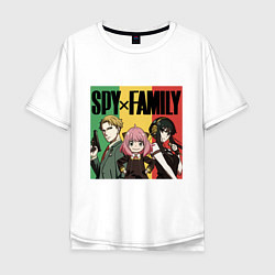 Футболка оверсайз мужская Семья шпиона на цветном фоне Spy x Family, цвет: белый