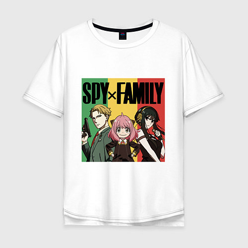 Мужская футболка оверсайз Семья шпиона на цветном фоне Spy x Family / Белый – фото 1