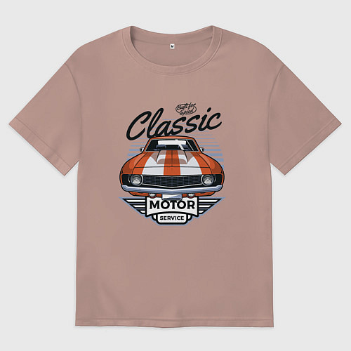 Мужская футболка оверсайз Classic motor sport / Пыльно-розовый – фото 1