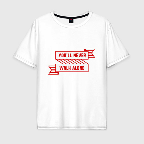 Мужская футболка оверсайз Never Walk Alone - Liverpool / Белый – фото 1