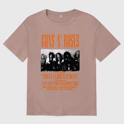 Футболка оверсайз мужская GUNS-N-ROSES АФИША, цвет: пыльно-розовый