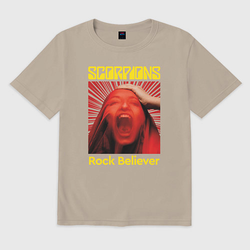 Мужская футболка оверсайз Rock Believer Album / Миндальный – фото 1