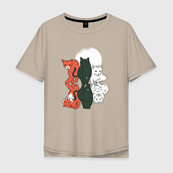 Мужская футболка оверсайз Коты и их воплощения Cats and Felines