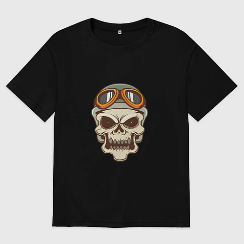Мужская футболка оверсайз Biker - Skull / Черный – фото 1