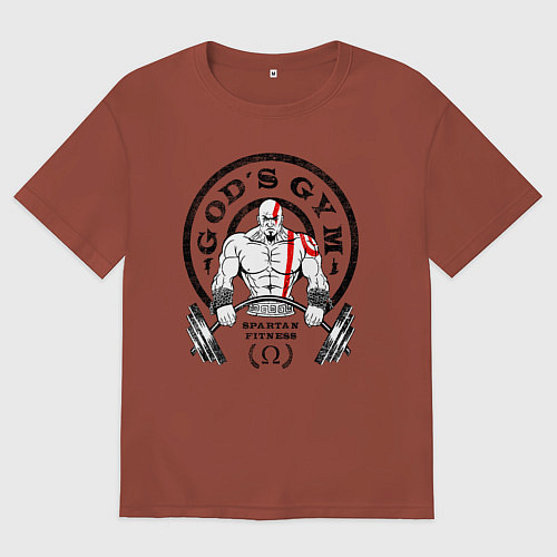 Мужская футболка оверсайз Gods GYM / Кирпичный – фото 1