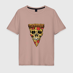 Мужская футболка оверсайз Pizza - Skull