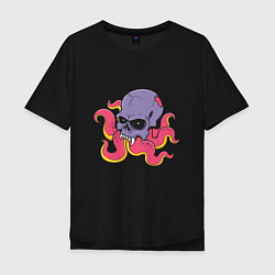 Футболка оверсайз мужская Skull Octopus, цвет: черный