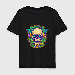 Футболка оверсайз мужская Summer - Skull, цвет: черный