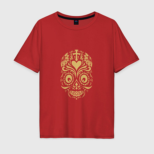 Мужская футболка оверсайз Череп - Мексиканец / Красный – фото 1