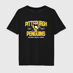 Футболка оверсайз мужская Pittsburgh Penguins Питтсбург Пингвинз, цвет: черный