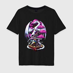 Мужская футболка оверсайз Дракон на дереве - космическая метаморфоза