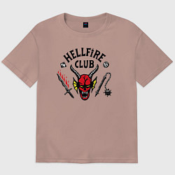 Футболка оверсайз мужская Hellfire Club Stranger Things 4, цвет: пыльно-розовый