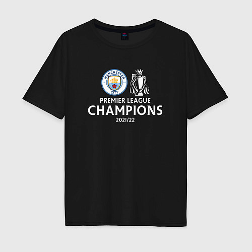 Мужская футболка оверсайз Manchester City Champions сезон 20212022 / Черный – фото 1