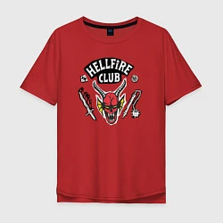 Футболка оверсайз мужская Hellfire Club Sticker Stranger Things 4, цвет: красный
