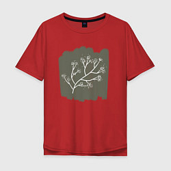Мужская футболка оверсайз Ветка с листьями