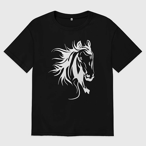 Мужская футболка оверсайз Лошадиная голова / Черный – фото 1