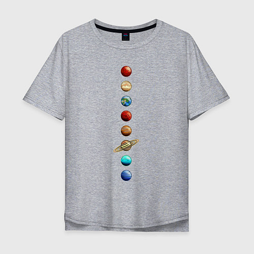 Мужская футболка оверсайз Парад нарисованных планет / Меланж – фото 1