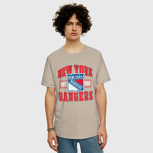 Мужская футболка оверсайз NY RANGERS NHL НЬЮ-ЙОРК РЕЙНДЖЕРС / Миндальный – фото 3