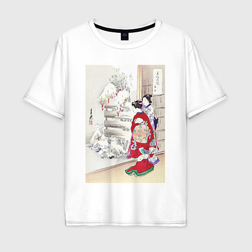 Мужская футболка оверсайз Snowy Garden Зимний сад / Белый – фото 1
