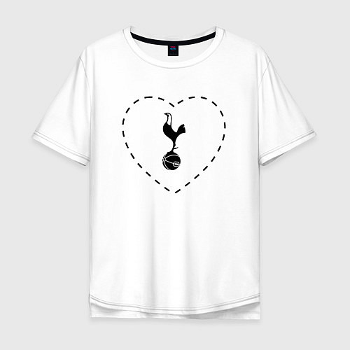 Мужская футболка оверсайз Лого Tottenham в сердечке / Белый – фото 1