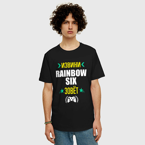Мужская футболка оверсайз Извини Rainbow Six Зовет / Черный – фото 3