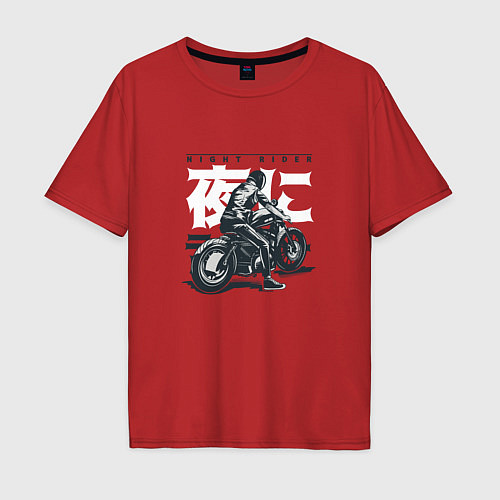 Мужская футболка оверсайз Японский мотоциклист Old Akira Japanese Biker / Красный – фото 1