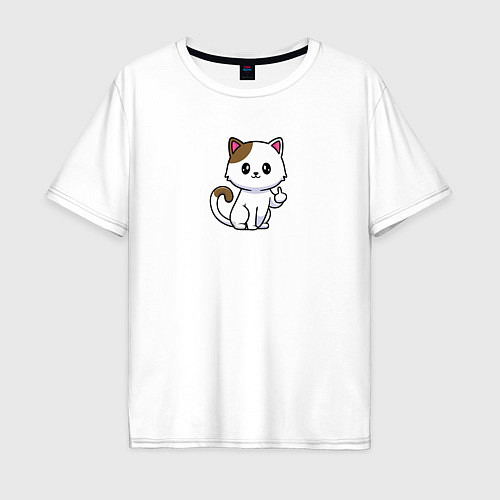 Мужская футболка оверсайз Rude cat / Белый – фото 1
