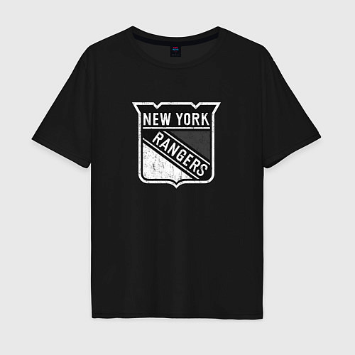 Мужская футболка оверсайз New York Rangers Серый / Черный – фото 1