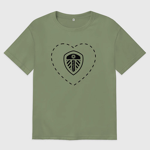 Мужская футболка оверсайз Лого Leeds United в сердечке / Авокадо – фото 1