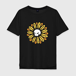 Мужская футболка оверсайз Череп Подсолнух Sunflower Skull