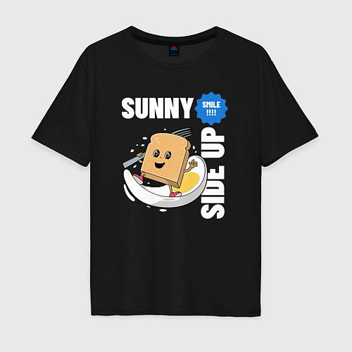 Мужская футболка оверсайз Sunny side up / Черный – фото 1