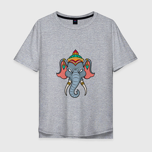 Мужская футболка оверсайз Индия - Слон / Меланж – фото 1