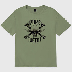 Футболка оверсайз мужская Heavy metal skullчистый металл, цвет: авокадо