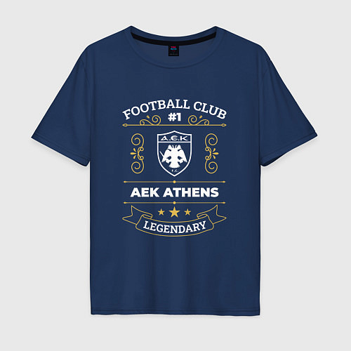 Мужская футболка оверсайз AEK Athens: Football Club Number One / Тёмно-синий – фото 1