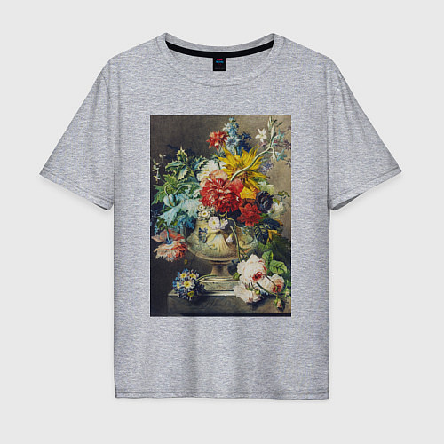Мужская футболка оверсайз Bouquet of Flowers in a Vase Букет цветов / Меланж – фото 1