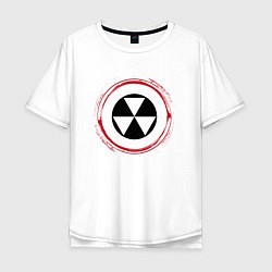 Мужская футболка оверсайз Символ радиации Fallout и красная краска вокруг